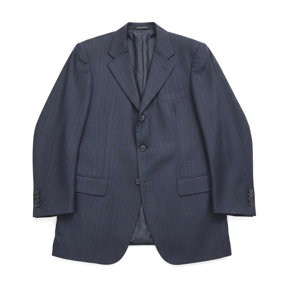 VTG Kiton Blazer 42 Navy Pinstripe 100% Wool Made in Italy Bergdorf Goodman